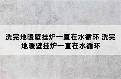 洗完地暖壁挂炉一直在水循环 洗完地暖壁挂炉一直在水循环